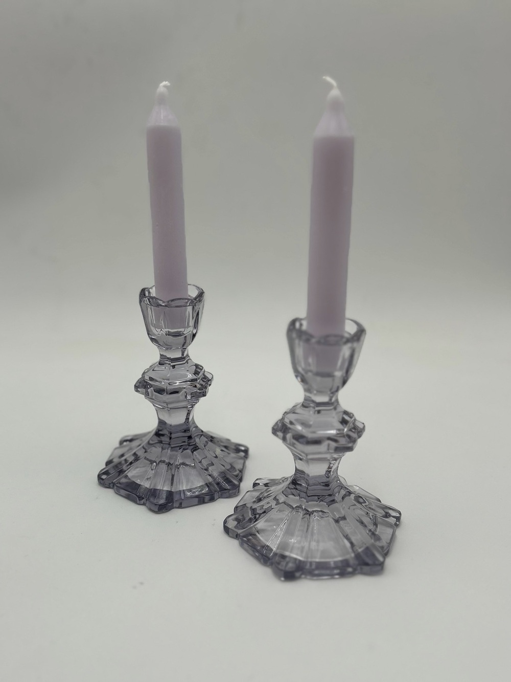 Lavender Glass Candle Sticks